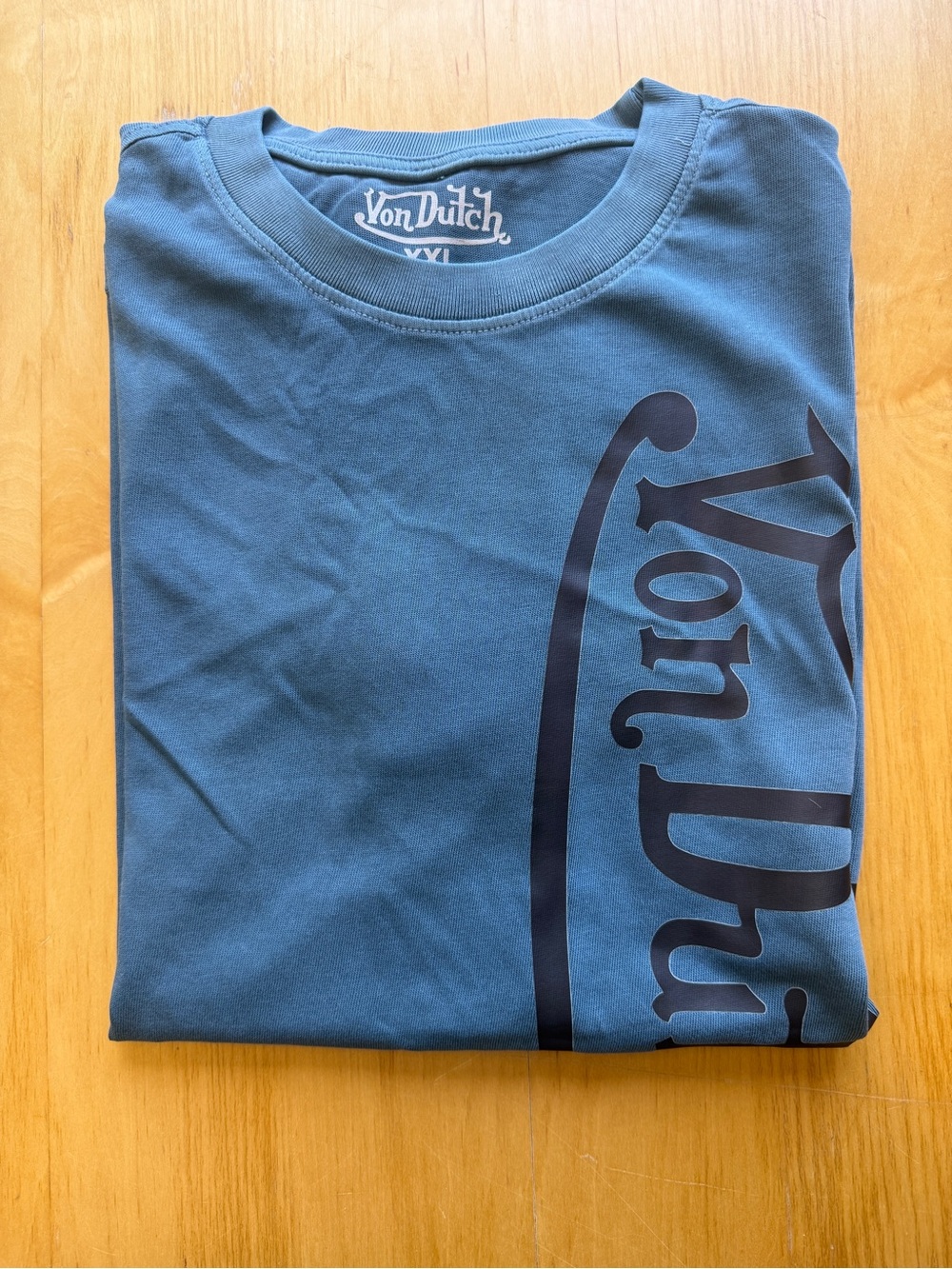 Von Dutch Oversized Logo Graphic T-Shirt Blue Pink Y2K Streetwear Men’s L